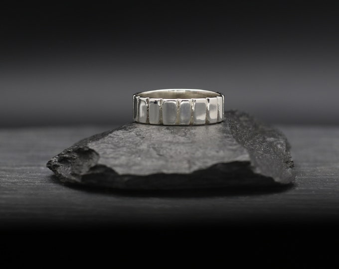 Textured Cuts Sterling Silver Band