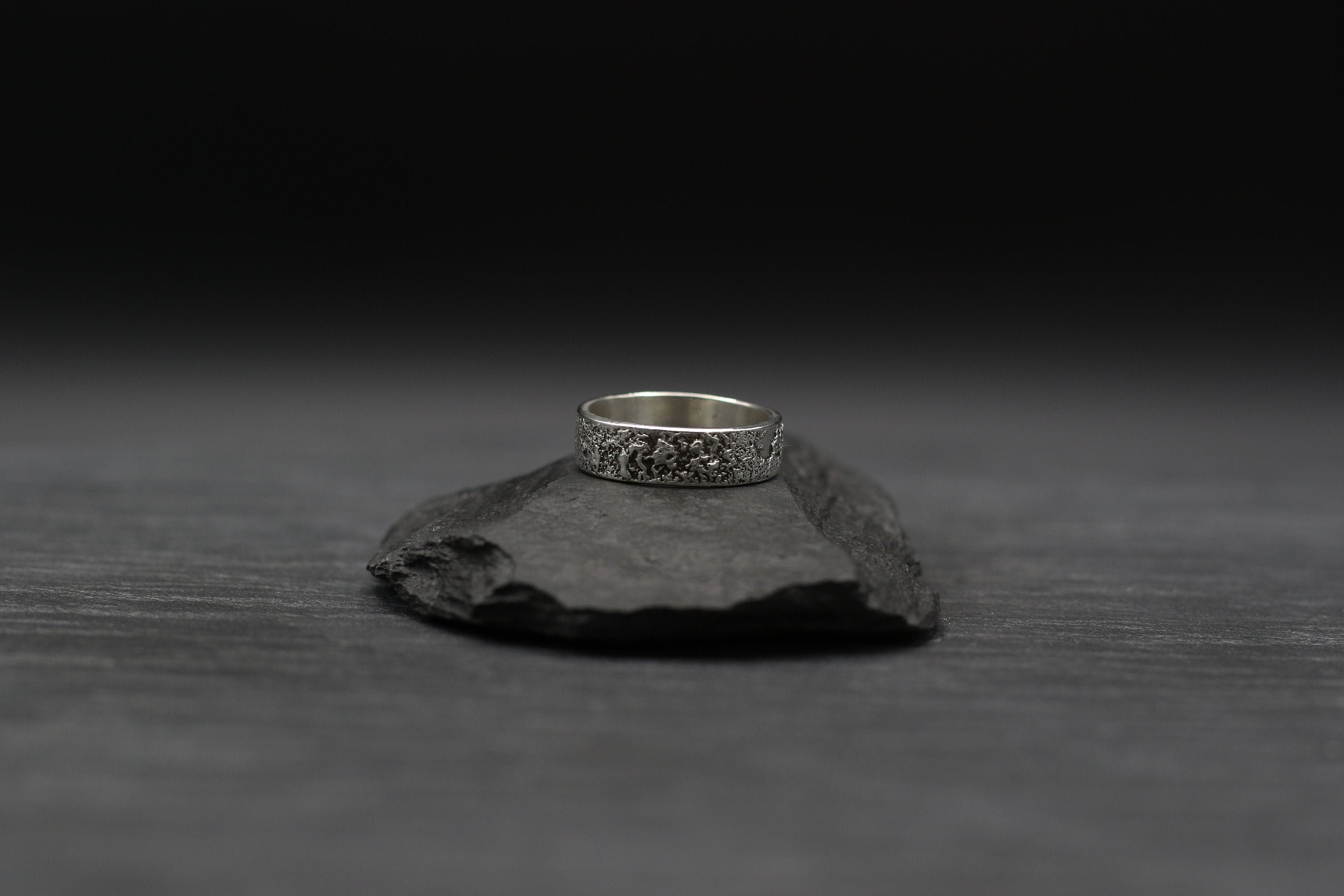 Crater Texture Sterling Silver Ring