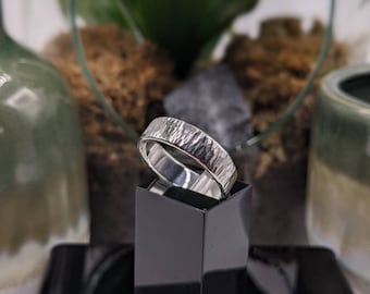Bark Texture Sterling Silver Band Ring: Hammered Finish - Etsy