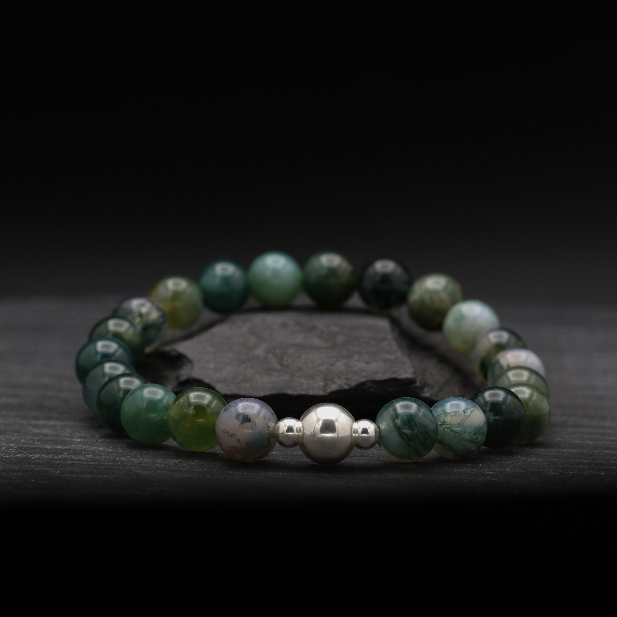 Moss Agate Beaded Bracelet