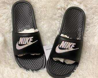 nike slides with diamonds