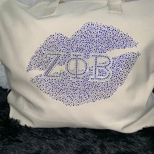 Zeta Phi Beta Rhinestone Customized Zipper Tote Bag