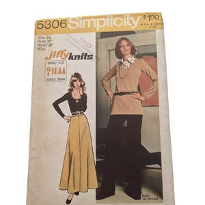 SIMPLICITY Pattern 5306・Vintage 1970s Sewing・Size 16・UNCUT