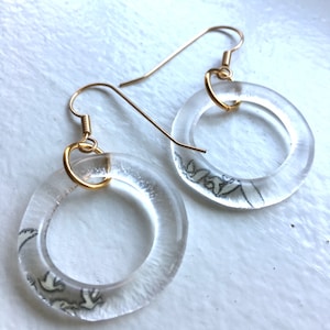 Grey Goose Vodka Recycled Bottle Glass Circle Hoop Earrings With Geese | Vodka Earrings
