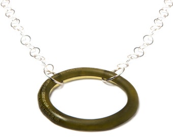 Aveda Bottle Recycled Glass Necklace | Sustainable Necklace | Ethical Jewelry | Hair Stylist Gift | Hoop Necklace