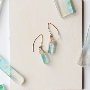 Recycled Glass Earrings, Sustainable Fashion Earrings made from Upcycled Glass Bottles