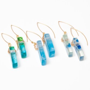 Recycled Glass Earrings, Sustainable Fashion Earrings made from Upcycled Glass Bottles