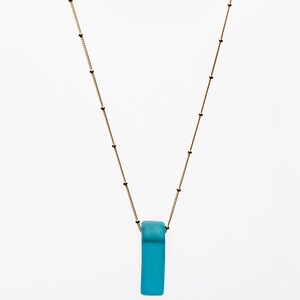 Unusual Necklace Bar Necklace Glass Necklace Vegan Jewelry aqua