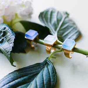 Adjustable Statement Ring with Recycled Wine Bottle Glass and Gold Band | Sustainable Fashion Cocktail Rings | Eco Friendly Products