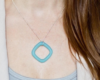 Square Pendant Necklace | Gin Glass | Gin Gifts | Sustainable Jewelry