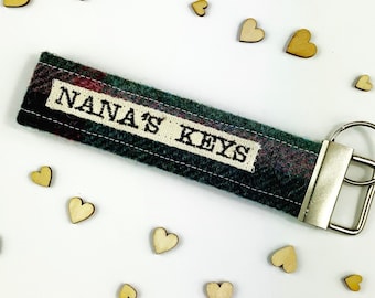 Nana's Keys Keyfob - Nana Gift - Gift for Nana - Grandmother Gift - Nana Keyring - Tweed Keyring - Mothers Day Gift for Nana