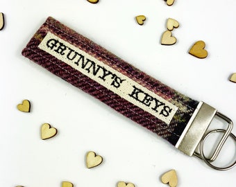 Grunny's Keys Keyfob - Grunny Gift - Gift for Grunny - Grandmother Gift - Grunny Keyring - Tweed Keyring - Mothers Day Gift