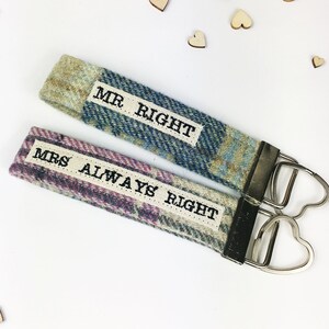 Mr Right Mrs Always Right Keyrings - Anniversary Gift - Valentines - Couple Gift - Husband Wife Gift - Boyfriend Girlfriend Gift - Keyfobs