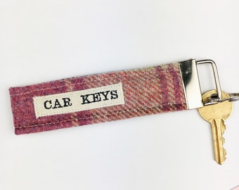 Car Keys Tweed Fabric Keyring - Wristlet Car Keyring - New Driver Keyring - New Driver Gift