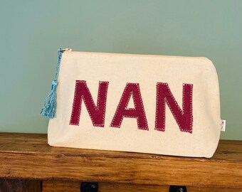 Nan Tweed Cosmetics Bag - Personalised Makeup Bag - Personalised Wash Bag - Gift for Nan - Nan Personalised Gift - Nan Gift - Nan Makeup Bag