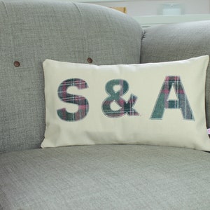 Personalised Pillow - Personalised Cushion - Initial Cushion - Second Anniversary Gift for Wife - Cotton Anniversary - Second Anniversary