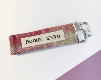 Hoose Tweed Wristlet Fabric Keyring - Scottish Gift - New Home Gift - New Hoose Gift - New Home Owner - Tweed Keyfob - Tweed Keyring