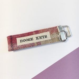 Hoose Tweed Wristlet Fabric Keyring - Scottish Gift - New Home Gift - New Hoose Gift - New Home Owner - Tweed Keyfob - Tweed Keyring