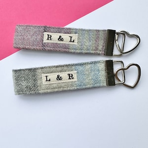 Couple Initial Keyrings  - Couple Gift - Valentines Keyring - Personalised Valentines Gift - Anniversary Gift - Wool Anniversary