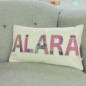 Custom Name Throw Pillow - Personalised Scatter Cushion - Plaid Pillow - Scottish Gift - Gift for Friend - Plaid Gift - Handmade in Scotland