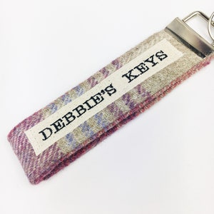 Personalised Tweed Wristlet Keyring Tweed Keyring Stocking Filler Gift Secret Santa Gift image 2