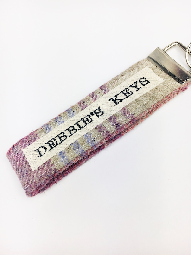 Personalised Tweed Wristlet Keyring Tweed Keyring Stocking Filler Gift Secret Santa Gift image 2