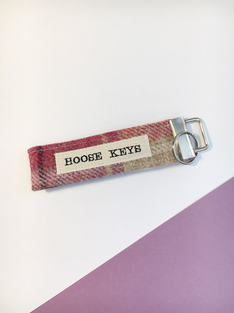 Hoose Tweed Wristlet Fabric Keyring - Scottish Gift - New Home Gift - New Hoose Gift - New Home Owner - Tweed Keyfob - Tweed Keyring 