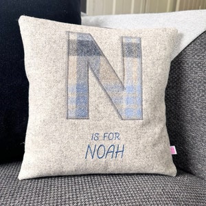 Personalised Initial Tweed Cushion - Nursery Cushion - New Baby Initial Gift - Child’s Birthday Cushion