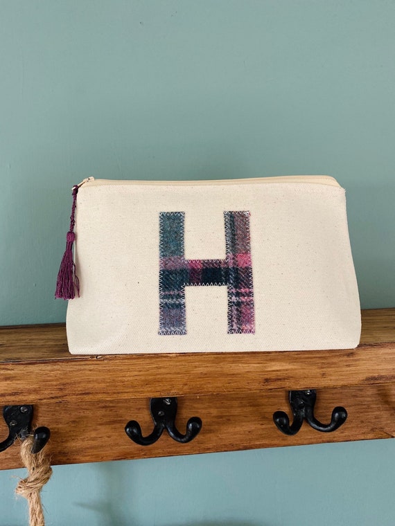 Initial Tweed Makeup Bag Monogram Makeup Bag Tweed Cosmetics Bag