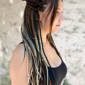 Synthetic dreads, autumn sun set ,natural looking dreadlocks extensions SE or DE smooth dreads and braids with accessories image 6
