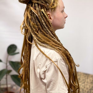 Synthetic dreads, Dreadlocks, Synthetic Crochet Dreads and braids, light brown , copper, ginger dreadstyle with accessories, boho hairstyle image 2