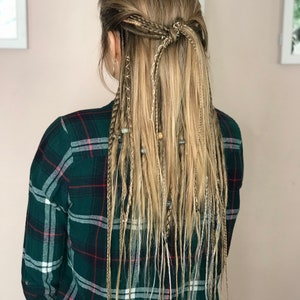 Synthetic dreads, Coachella set, natural light brown ombre, dirty blonde smooth dreadlocks extensions SE or DE with accessories festival