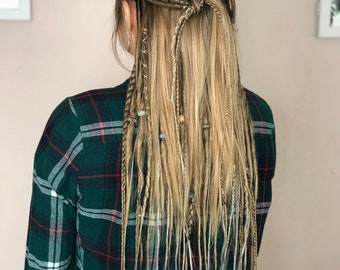Coachella Ombre Synthetic Dreads: Light Brown, Dirty Blonde, Festival Hair (SE or DE)