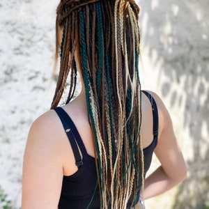Synthetic dreads, autumn sun set ,natural looking dreadlocks extensions SE or DE smooth dreads and braids with accessories image 7