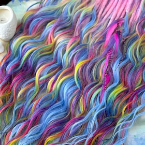 Ready to Ship! Unicorn set – Synthetic Dreadlocks Extensions – colorful ombre dreads – Boho Hair Extensions for Festival Vibes