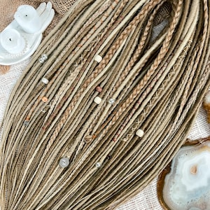 Synthetic dreads, Sandy beach set, shades and indirect blonde and dirty blonde, smooth dreadlocks SE or DE, island style, festival, bohemian