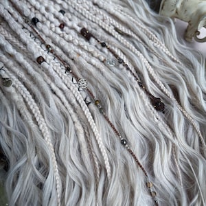Snow White Blond Synthetic Dreads: Rhinestone Boho Dreadlock Extensions