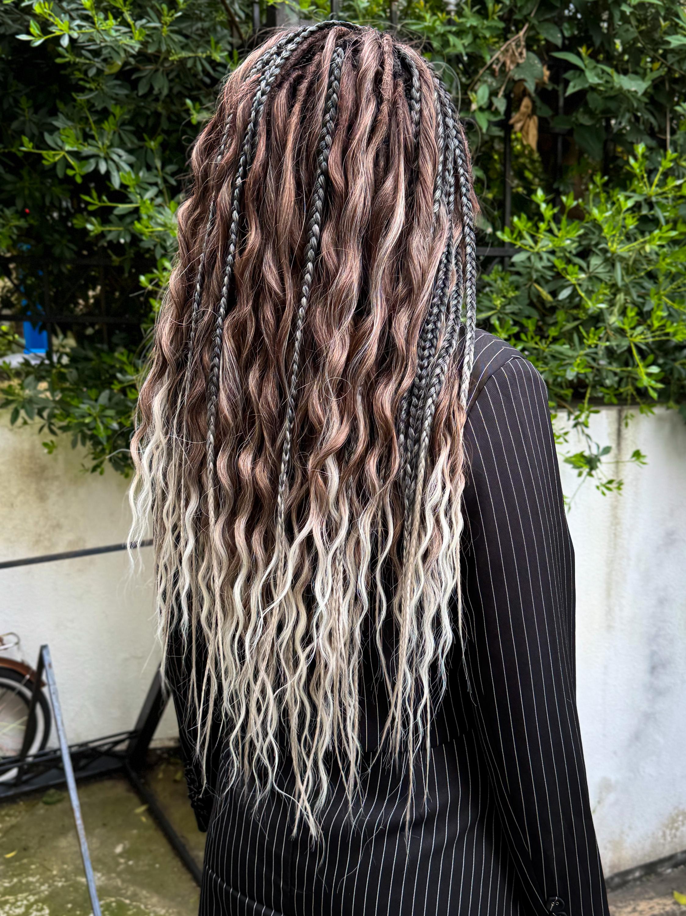 Dreadlocks Synthétiques 60cm Ondulées Bicolore - Style Ombré Brun/blond - Neuf Sans étiquettes
