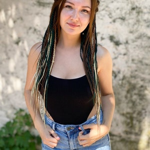 Synthetic dreads, autumn sun set ,natural looking dreadlocks extensions SE or DE smooth dreads and braids with accessories image 2