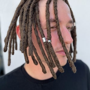 Synthetic dreads, men hairstyle, viking brown set, crochet synthetic dreadlocks extensions natural brown shade, DE or SE dreads with beads image 2