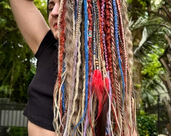 Jumanji Synthetic Dreads: Curly Boho Dreadlock Extensions with Pendants