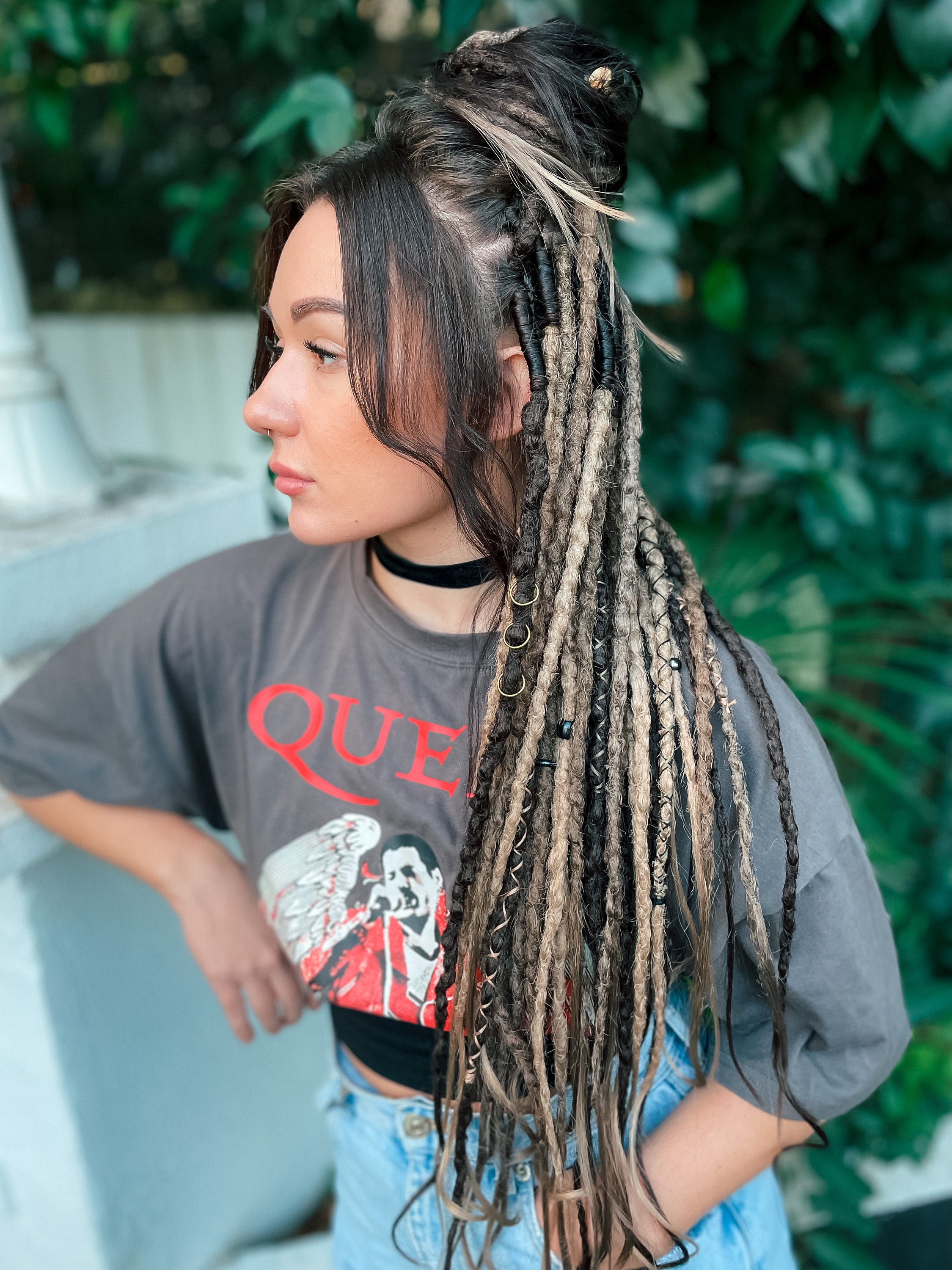 Smoky Topaz Synthetic Dreads: Light Brown, Dirty Blonde, Dark
