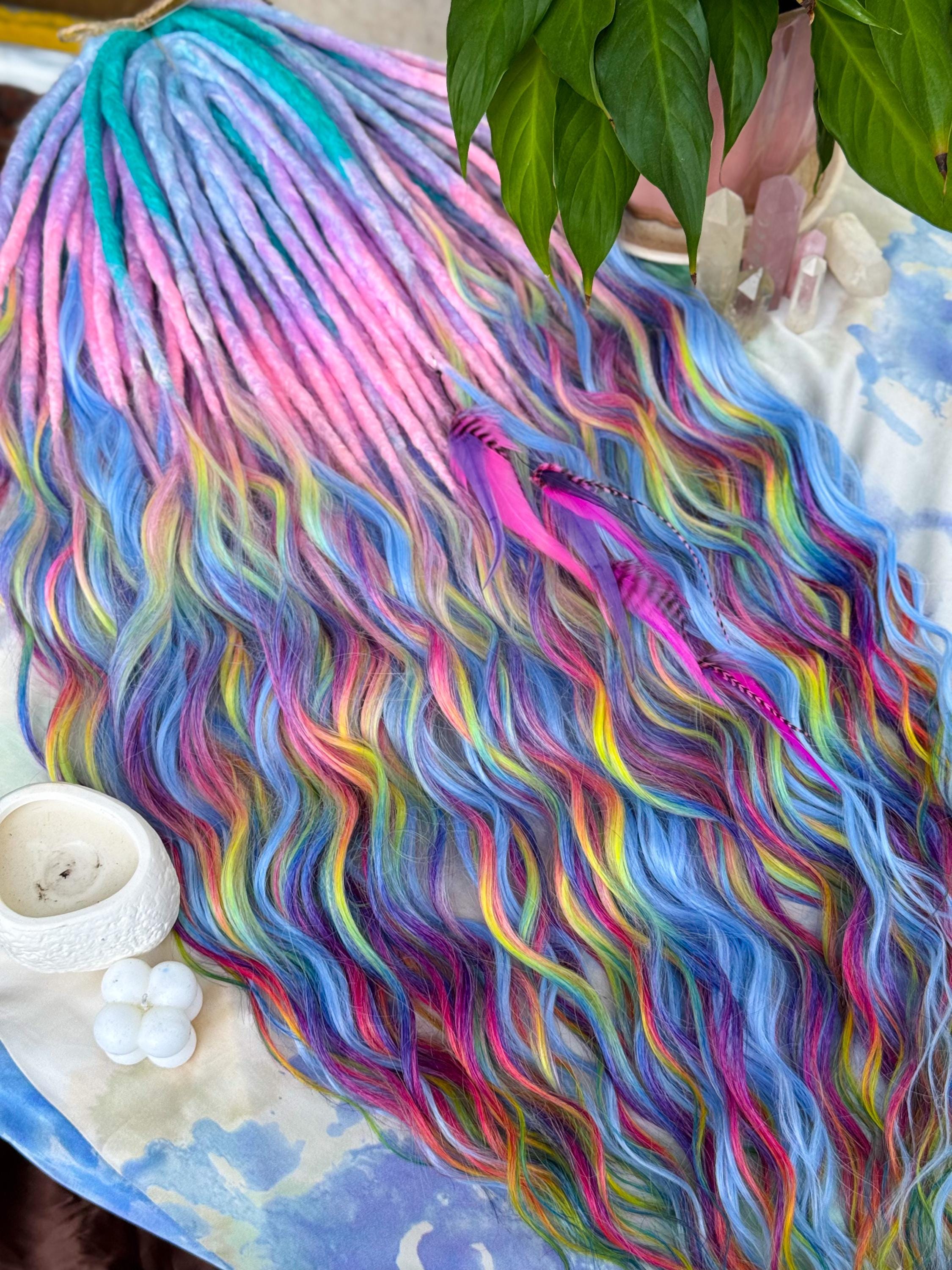 Unicorn Synthetic Dreadlocks Extensions: Colorful Ombre Boho  display picture 1