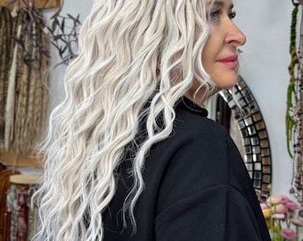Curly Mix Snow White Curls – Synthetic Dreadlocks Extensions, White Blonde Boho Hair