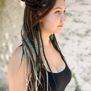 Synthetic dreads, autumn sun set ,natural looking dreadlocks extensions SE or DE smooth dreads and braids with accessories image 5