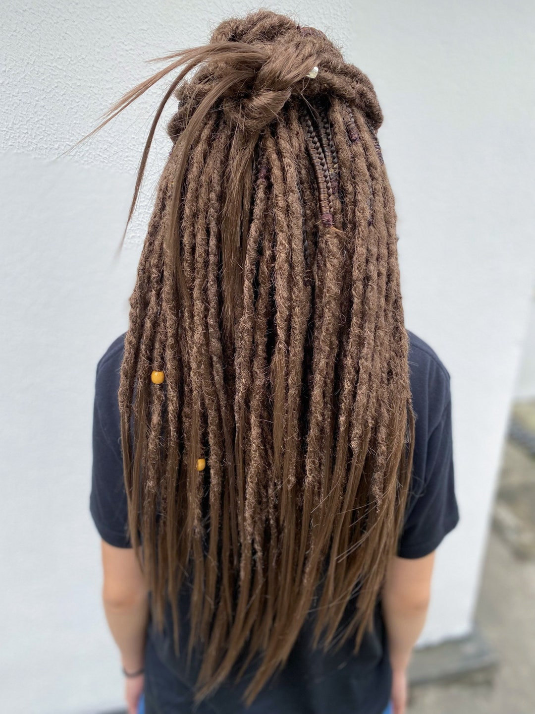 Hippie Life ライトブラウン合成ドレッドヘア：かぎ針編みの