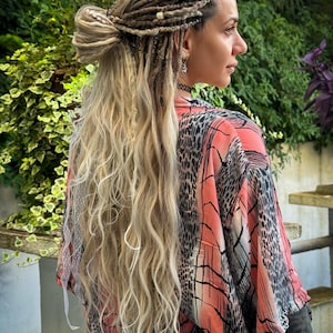 Synthetic Dreads, Boho baby set, natural blonde, light blonde Crocheted dreadlocks extension with long loose ends with accessories, bohemian