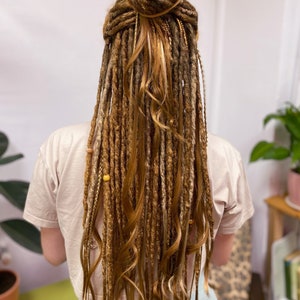 Synthetic dreads, Dreadlocks, Synthetic Crochet Dreads and braids, light brown , copper, ginger dreadstyle with accessories, boho hairstyle image 1