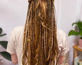 Synthetic dreads, Dreadlocks, Synthetic Crochet Dreads and braids, light brown , copper, ginger dreadstyle with accessories, boho hairstyle