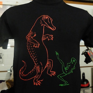 CROCODILE & FROG - old book image - t shirt